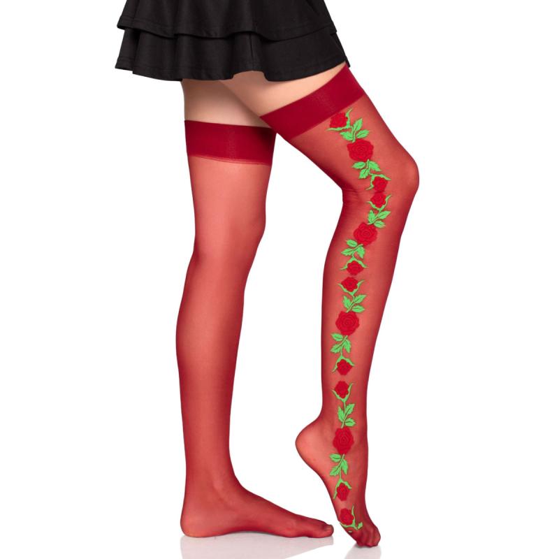 - Bas avec Roses - Rouge 3