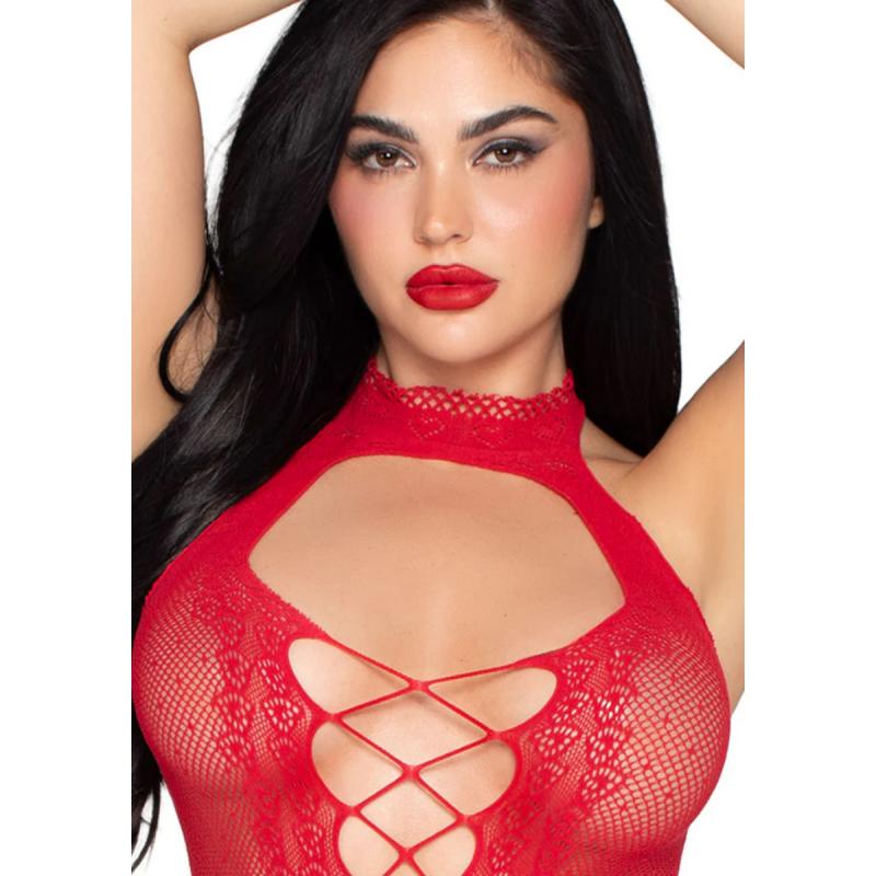 – Mini-Robe Halter Résille Cœurs – Rouge 4