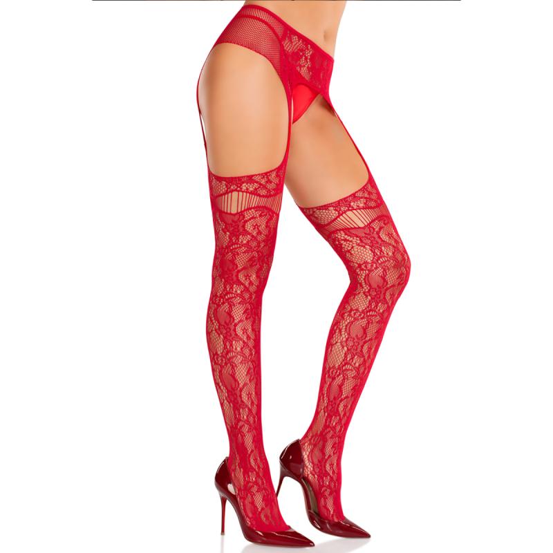 - Bas Résille Porte Jarretelles - Rouge 4