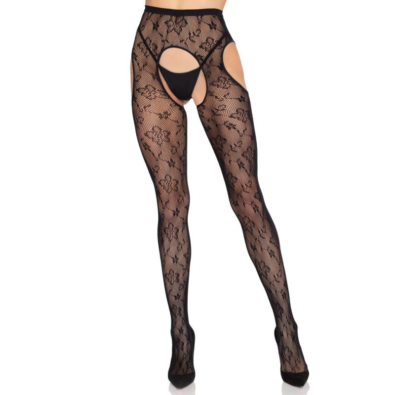 Leg Avenue – Bloom Netz Strumpfhose – Schwarz