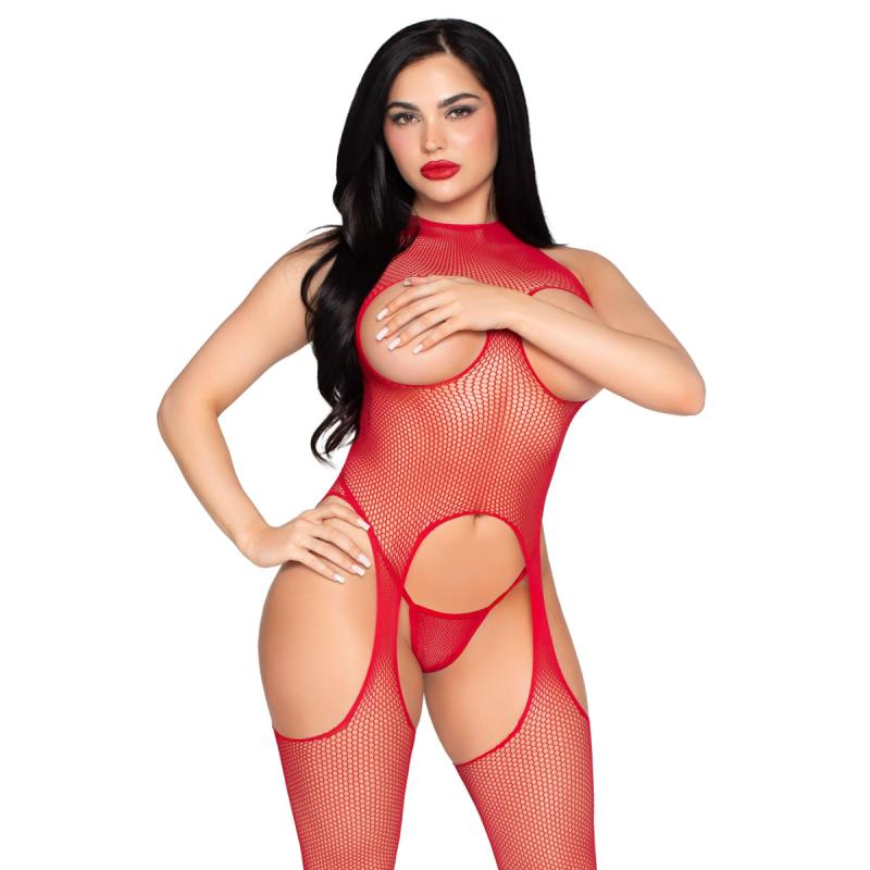 Leg Avenue – Cupless Bodystocking Set – Rot