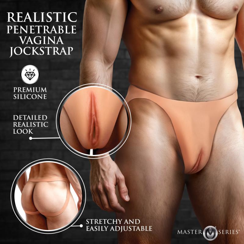 - Pussy Strap Jockstrap avec Vagin - Beige 2