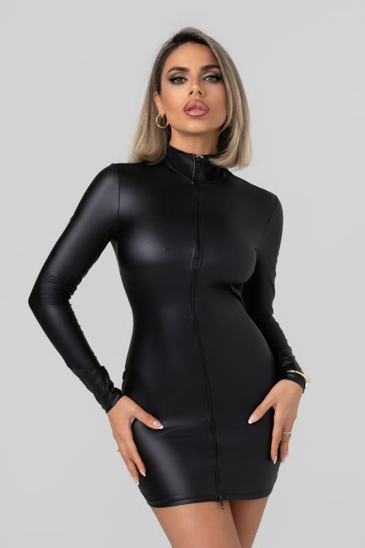 - Lilith Mini-Robe Manches Longues et Zip - Noir 2