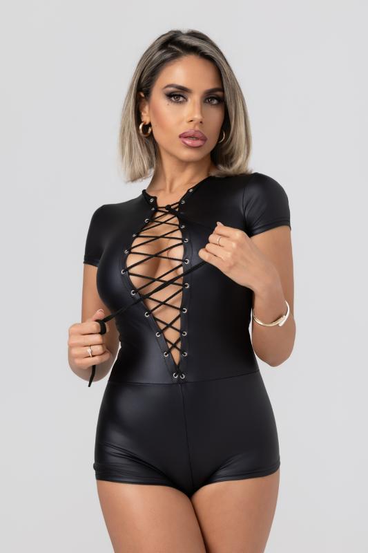 Christine  Short-Sleeve Bodysuit Lilith - Zwart