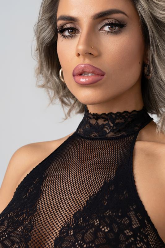 - Open Crotch Lace Fishnet Catsuit 3