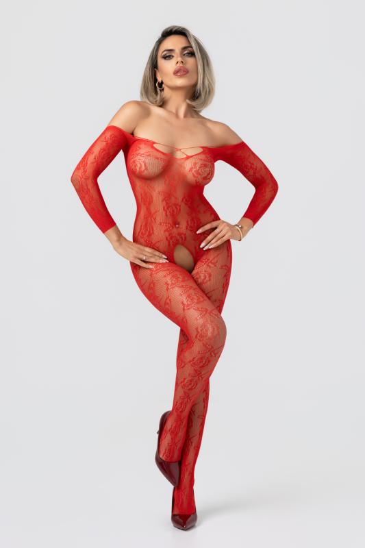 Christine  Rose Kanten Catsuit Met Open Kruisje
