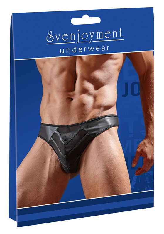 Faux Leather G-String With Powernet Inserts image