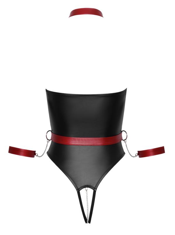 - Body avec Détails de Bondage - Noir/Rouge 7