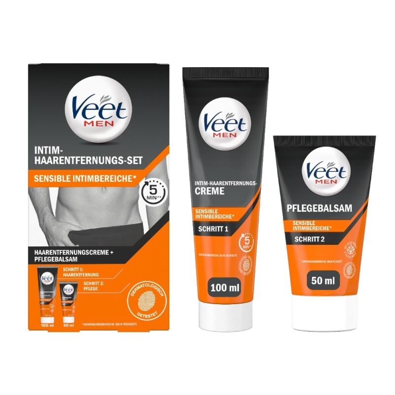 Image of Veet Men Intim-Haarentfernungs-Set für Männer - 100 ml Tube & 50 ml Balsam
