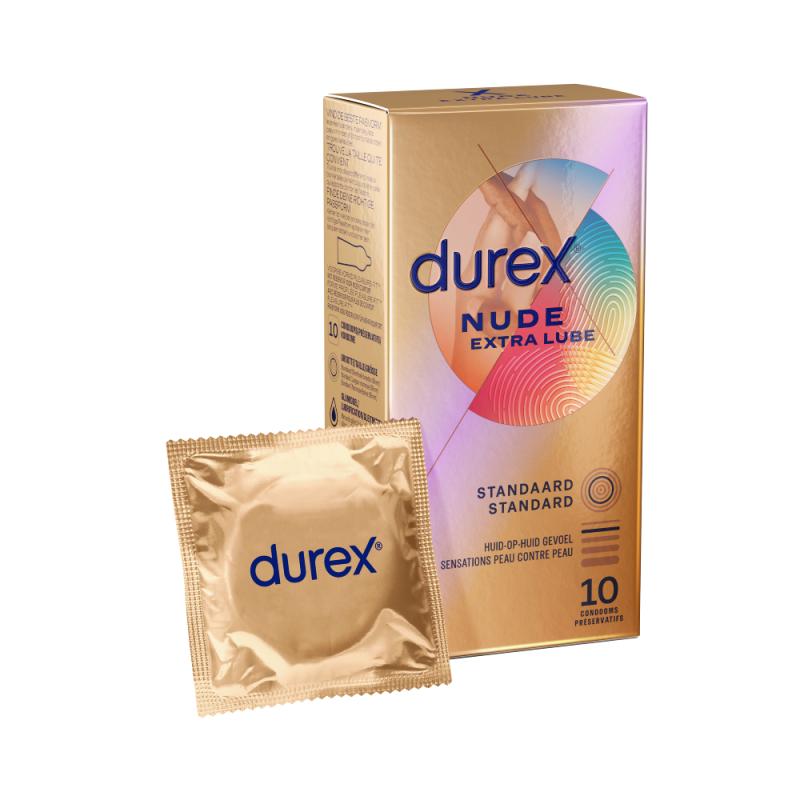 Durex - Kondome Nude Extra Gleitmittel - 10 Stück