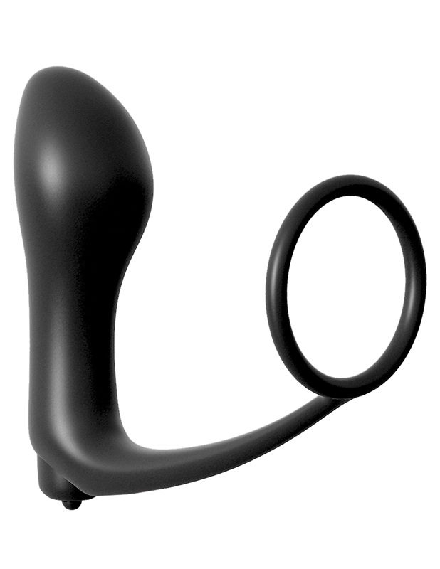 Ass-Gasm Cock Ring con vibrante Butt Plug