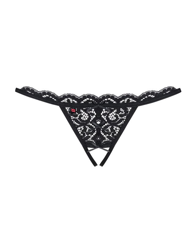 - String en dentelle sans entrejambe - Noir 7