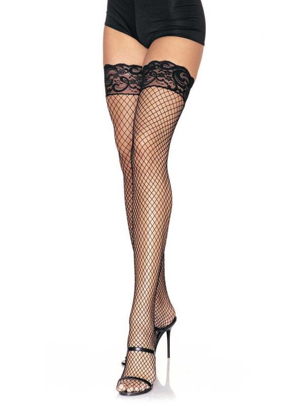 Leg Avenue Stay Up Visnet Thigh High Kousen - Zwart