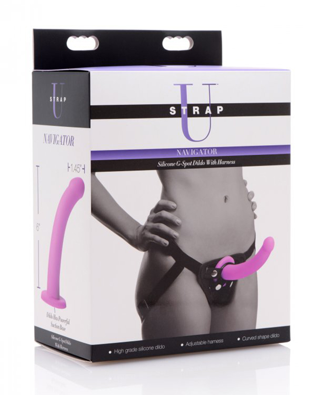Gode point G en silicone Navigator avec harnais 5