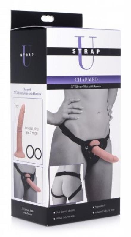 Realistic Dildo With Harness - 19.5 cm. image