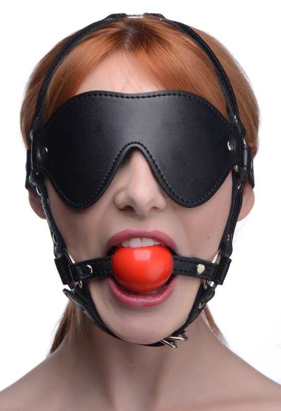 XR Brands Kinky Verstelbaar Harnas Met blinddoek En Ballgag