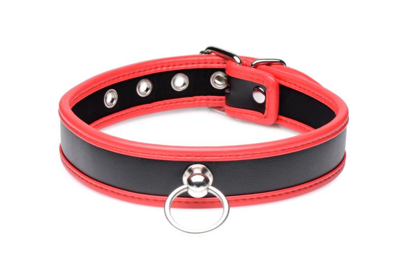 Collier aguicheur avec anneau - Noir/Rouge