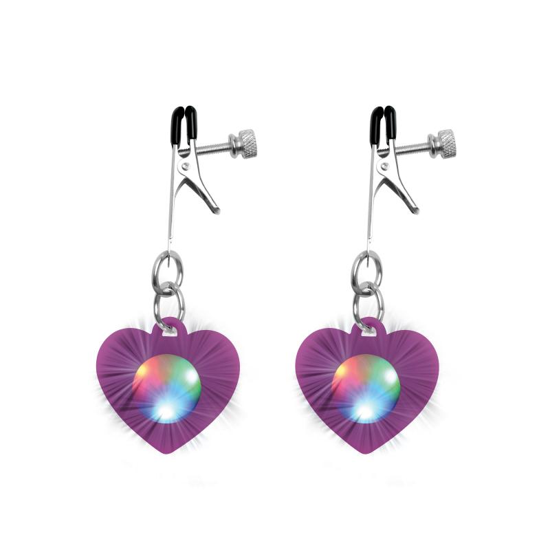 Charmed - Pinzas Para Pezones Ajustables En Forma De Corazón Con Luces Led