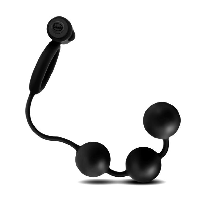 Anal Adventures Platinum - Chapelet thaï avec anneau pénien vibrant 2