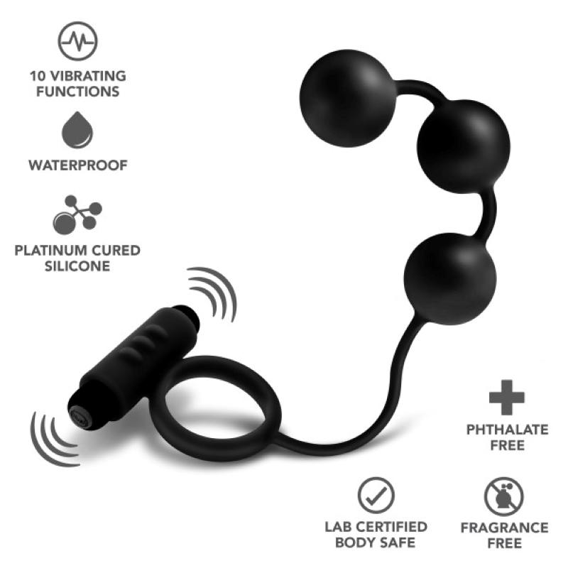 Anal Adventures Platinum - Chapelet thaï avec anneau pénien vibrant 3