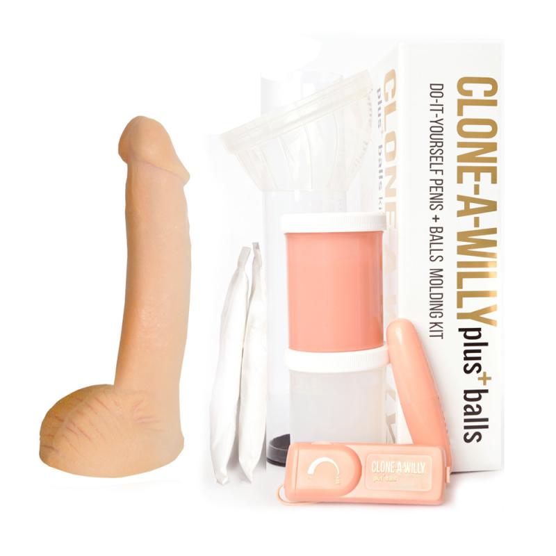 Clone-A-Willy – Vibrator-Dildo-Kit mit Hoden – Beige