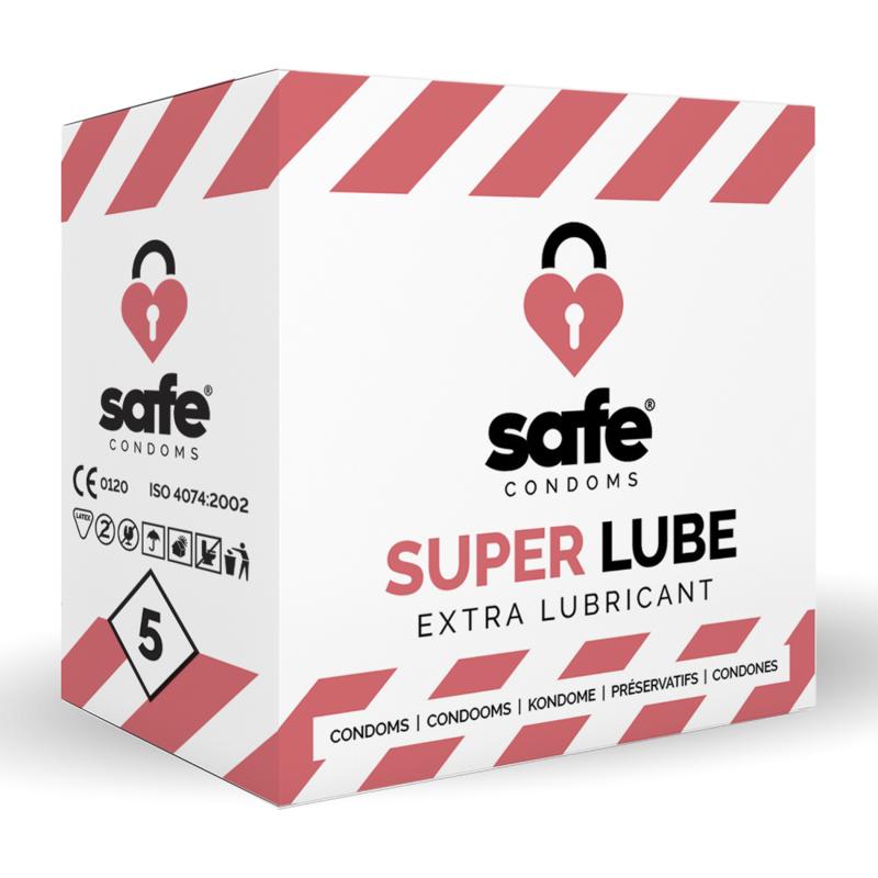 SAFE - Condones con lubricante adicional - Superlube - 5 piezas
