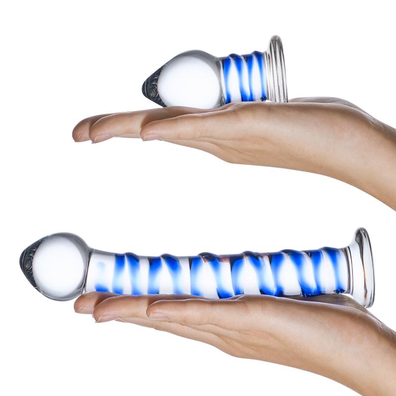 Glas - Double Penetration Glass Swirly Dildo & Butt Plug Set 5