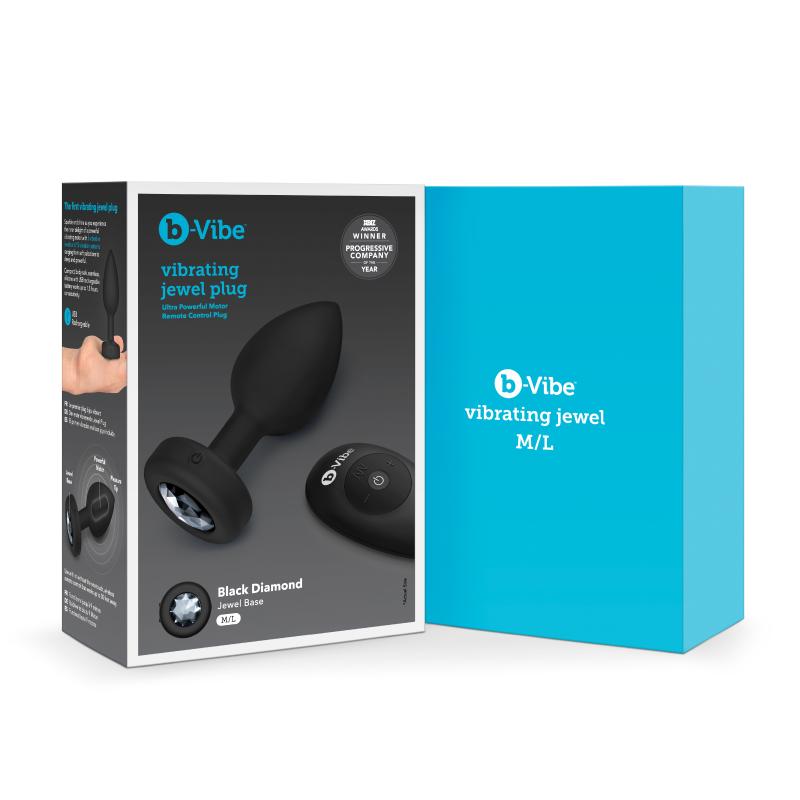 Thumbnail - B-Vibe - Vibrating Jewel Plug M/L Black Diamond