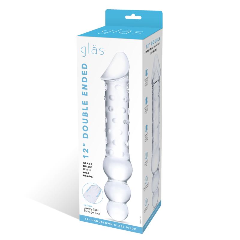 Glas - Double Ended Glass Dildo with Anal Beads 3