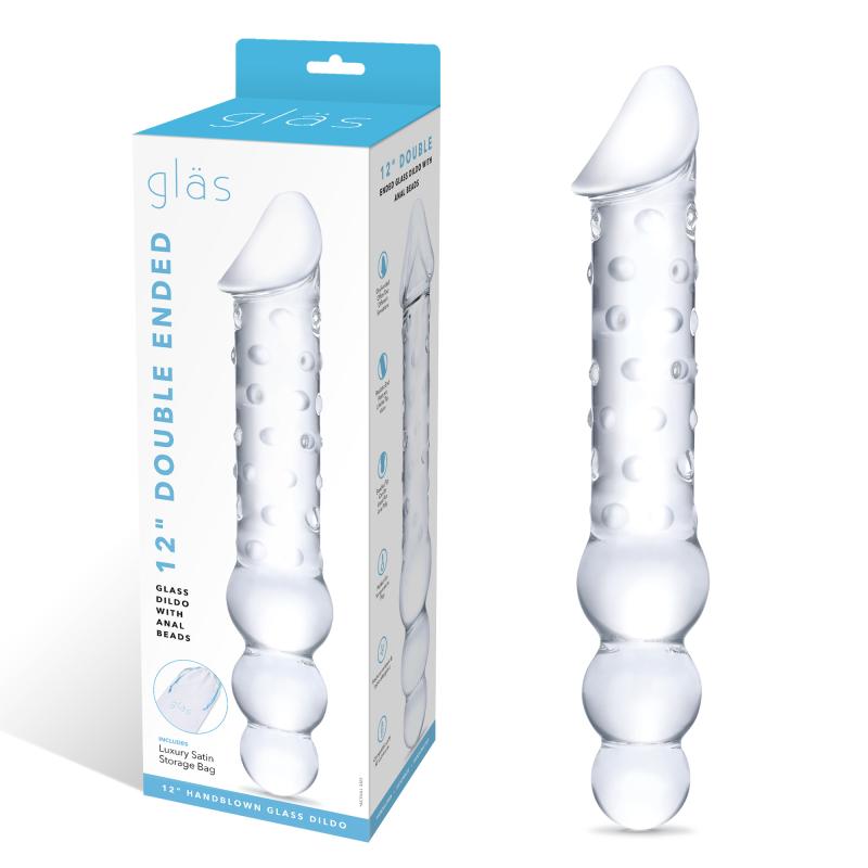 Glas - Double Ended Glass Dildo with Anal Beads 4