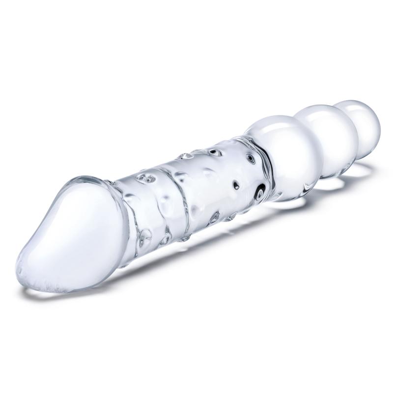 Glas - Double Ended Glass Dildo with Anal Beads 2