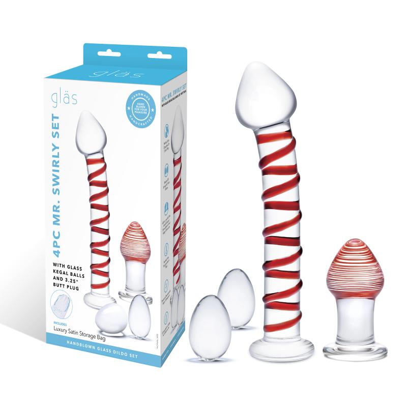 Glas - Mr. Swirly 4 pc Set with Glass Kegel Balls & Butt Plu 4