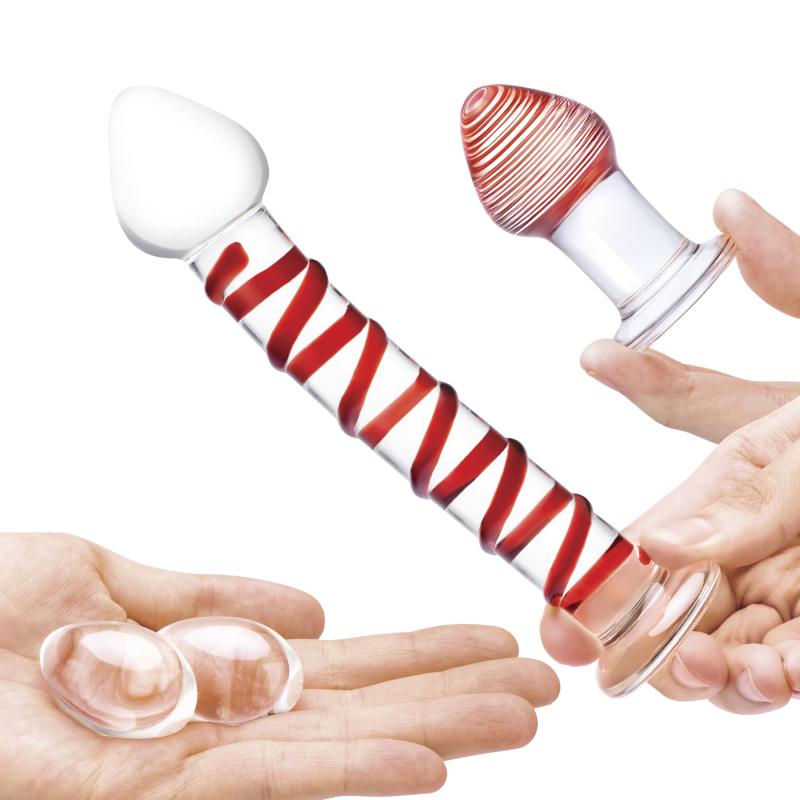Glas - Mr. Swirly 4 pc Set with Glass Kegel Balls & Butt Plu 6