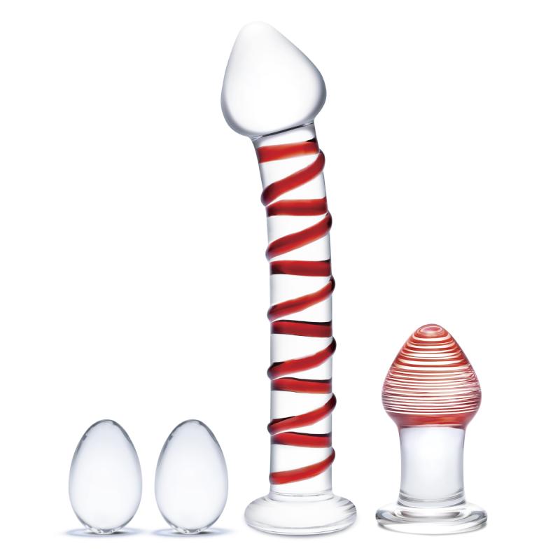 Glas – Mr. Swirly 4 pc Set with Glass Kegel Balls & Butt Plu