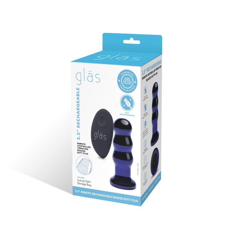 Glas - Rechargeable Remote Controlled  Vibrating Beaded Buttplug 3