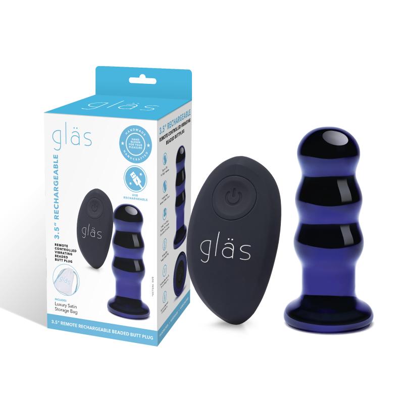 Glas - Rechargeable Remote Controlled  Vibrating Beaded Buttplug 2