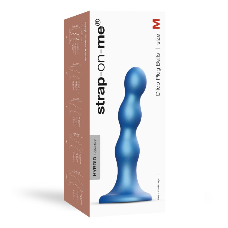 - Dildo Plug Balls Metallic Blue M 3