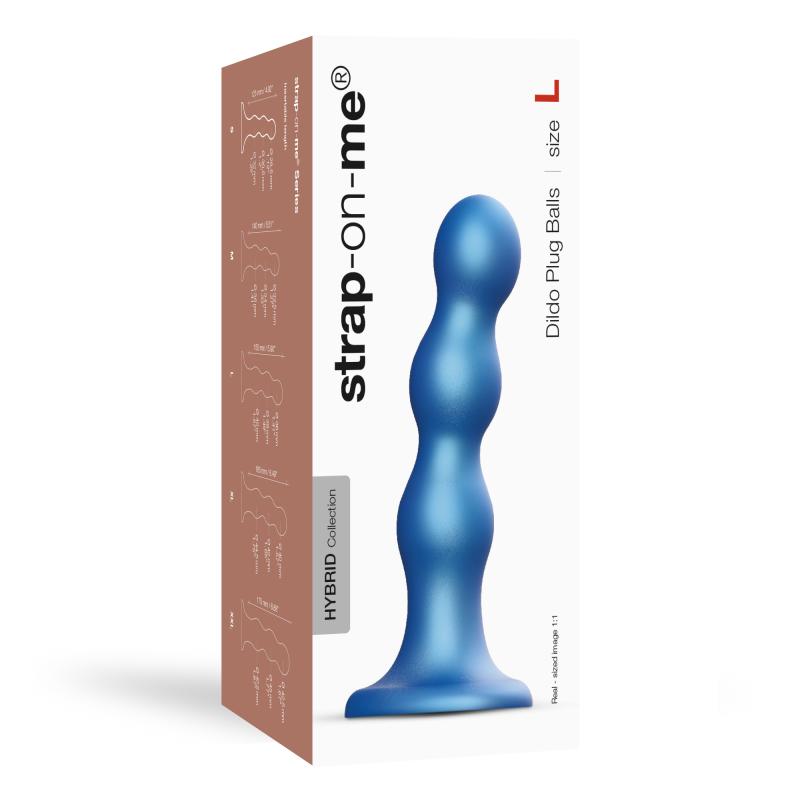 - Dildo Plug Balls Metallic Blue L 3