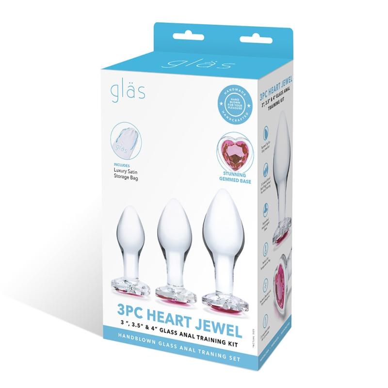 Glas - Heart Jewel Glass Anal Training Kit 3 pcs 3