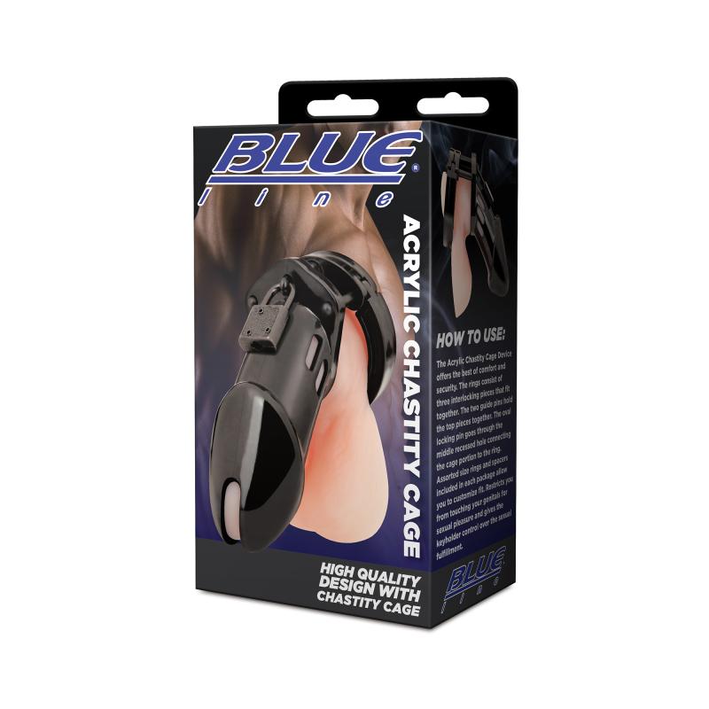 Blueline - Acrylic See-Thru Chastity Cage Black 4