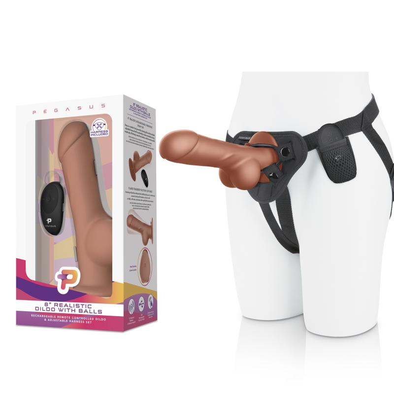 - 8? Remote Control Realistic Silicone Dildo with Balls and Harness 4