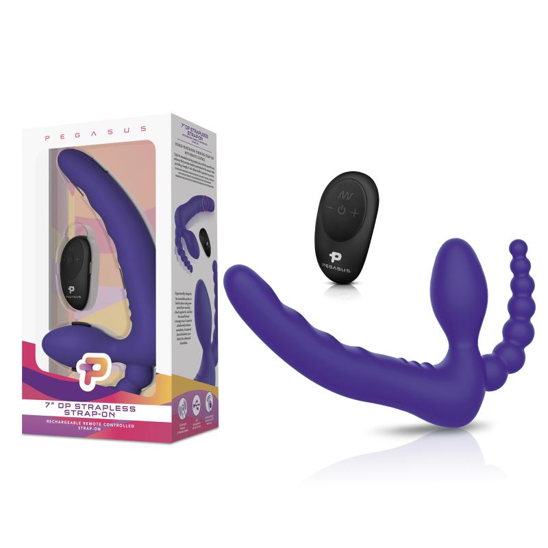 - 7? Remote Control Strapless D.P. Silicone Strap on 3
