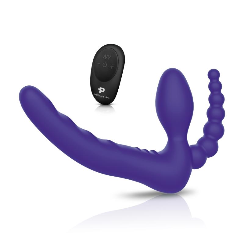 - 7? Remote Control Strapless D.P. Silicone Strap on 2