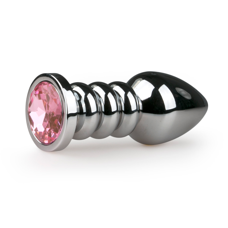 Plug anal plateado con piedra rosa
