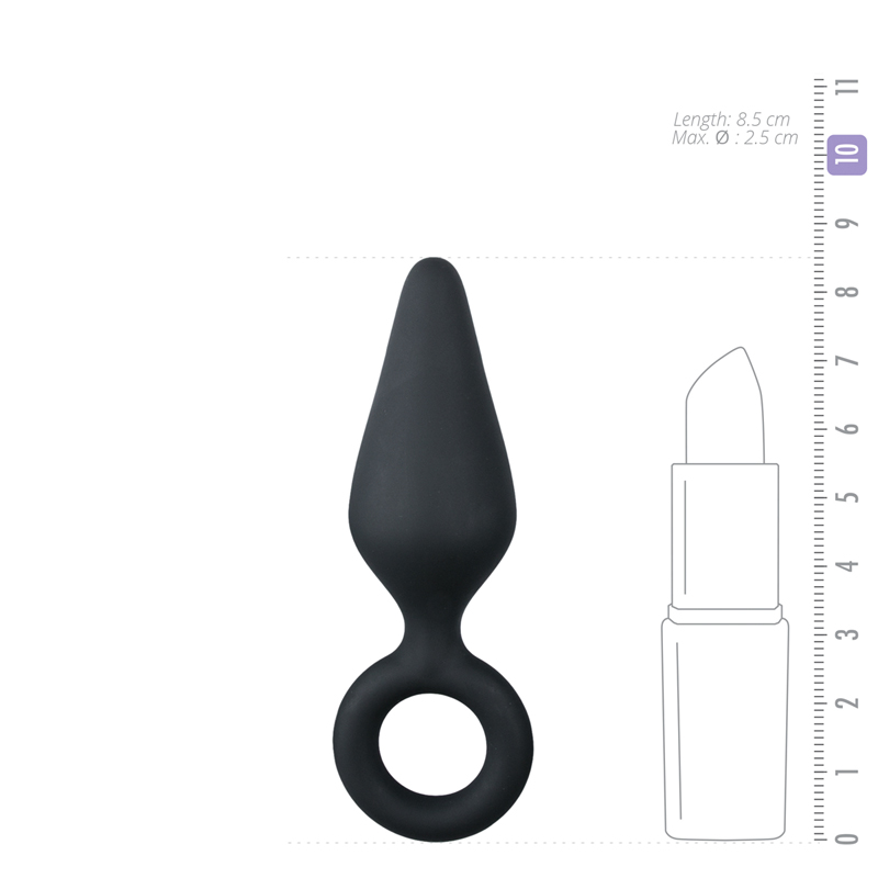 Black Buttplugs With Pull Ring - Small image