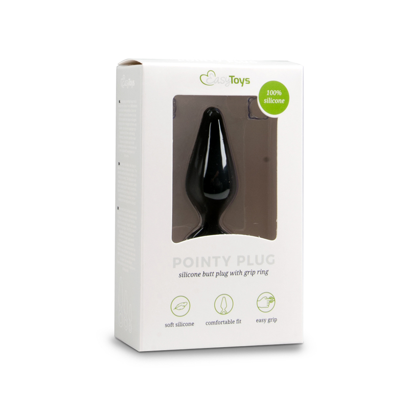 Black Buttplugs With Pull Ring - Medium image