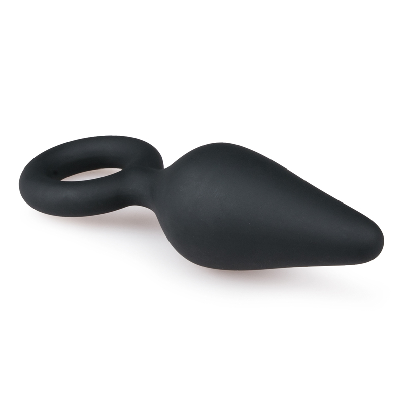 Black Buttplugs With Pull Ring - Medium image