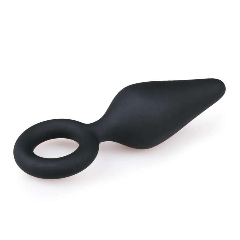 Black Buttplugs With Pull Ring - Medium image