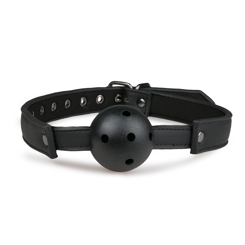 Φίμωτρο με Τρύπες Leather Ball Gag With PVC Ball - Black image