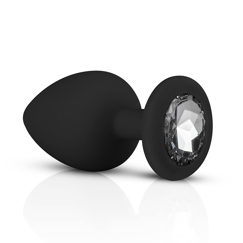 Silicone Buttplug Set with Diamond - Black image